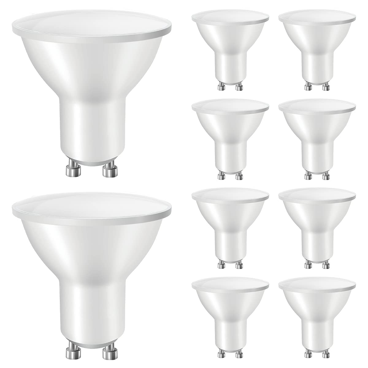 Bombillas led Bombillas GU10, luz Blanca cálida, 5W, 400lm, Equivalente a 40W, Bombillas LED for focos, no Regulables, Haz Ancho de 120 Grados, Paquete 10