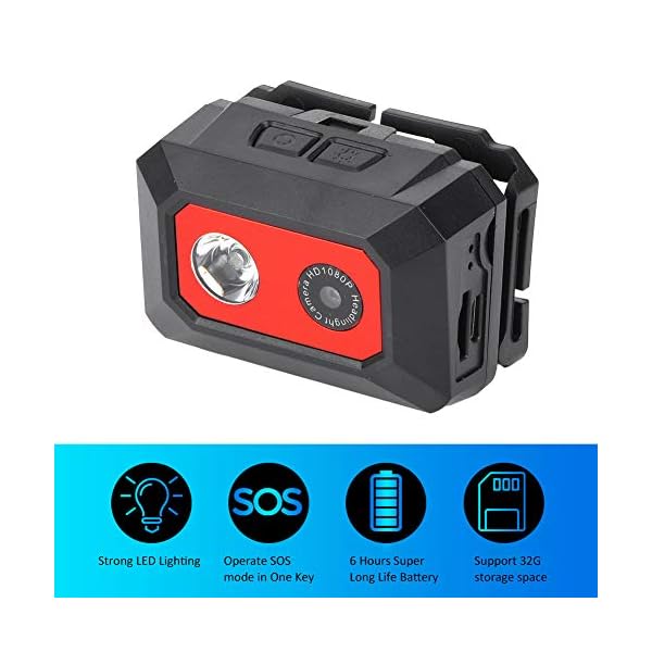 PUSOKEI Mini-Action-Kamera, kopfmontierter HD 1080P-Camcorder, 5-10 m Nachtsicht-Video-Camcorder, unterstützt 2-in-1-LED… – Bild 3