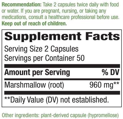 Nature's Way Marshmallow Root 480 mg, 100 Capsules, Pack of 2