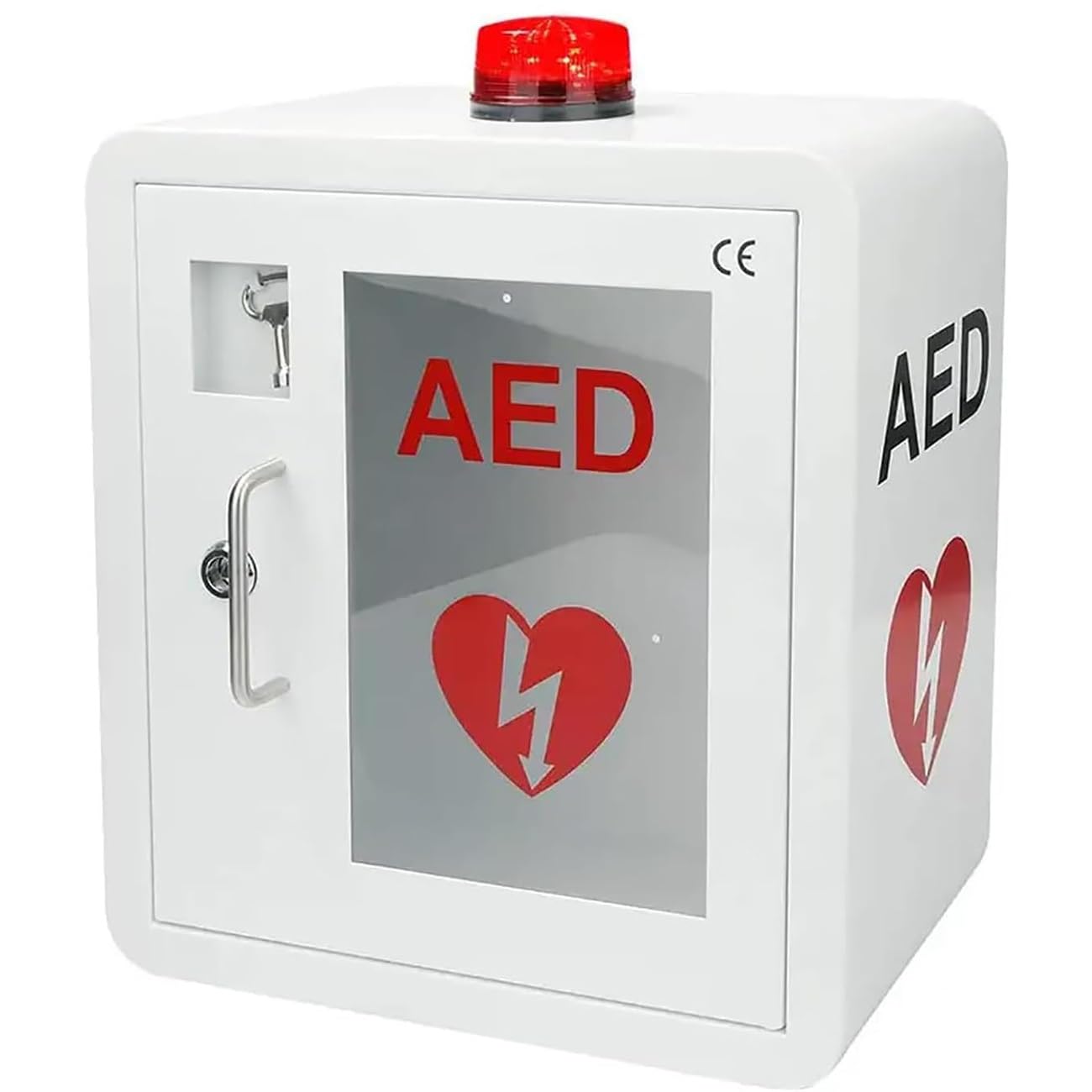 POWHA Gabinete desfibrilador AED, Caja de Almacenamiento de desfibrilador con luz y Alarma, Caja de Alarma de desfibrilación cardíaca montada en la Pared, Estuche de Primeros Auxilios, Modelos AED