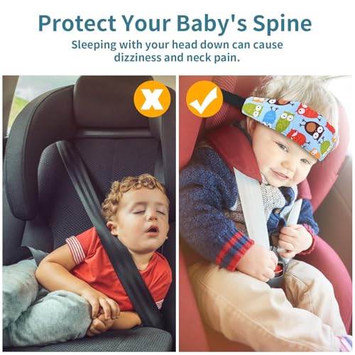 Image of Luckyiren Head Support for Stroller Car Seat - Head Band Strap Headrest for Sleeping Traveling for Toddler Kids Children Child Baby Infant- Pink