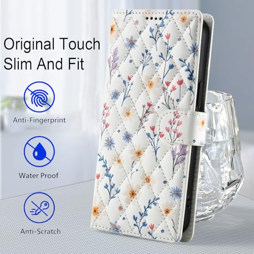 Coque iPhone 16 Plus avec protège-écran et porte-cartes fleuri