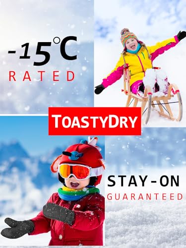 Image of SATINIOR Kids Snow Mittens Waterproof Winter Ski Gloves Warm Thicken Snow Gloves for Girls Boys