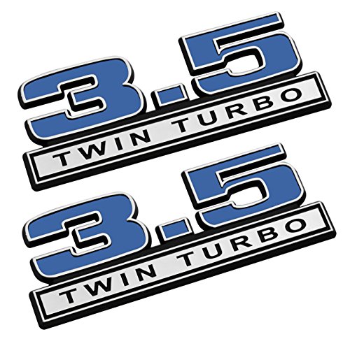 3.5 Twin Turbo Emblems in Blue and Chrome - Pair