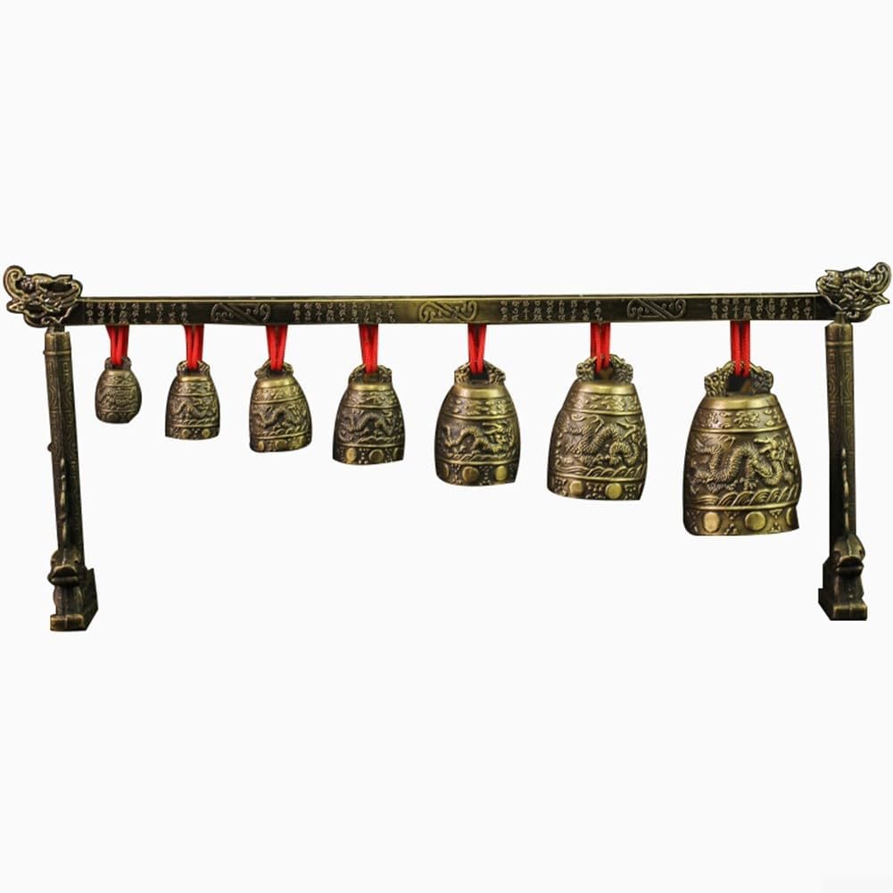 Gong de méditation décoratif en bronze avec 7 clochettes pour des pratiques améliorées de yoga et de pleine conscience
