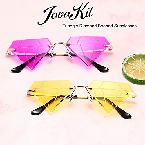 JOVAKIT Triangle Diamond Shaped Sunglasses for Women Men Vintage Rimless Sun Glasses Retro Rave Party Halloween Eyeglasses4