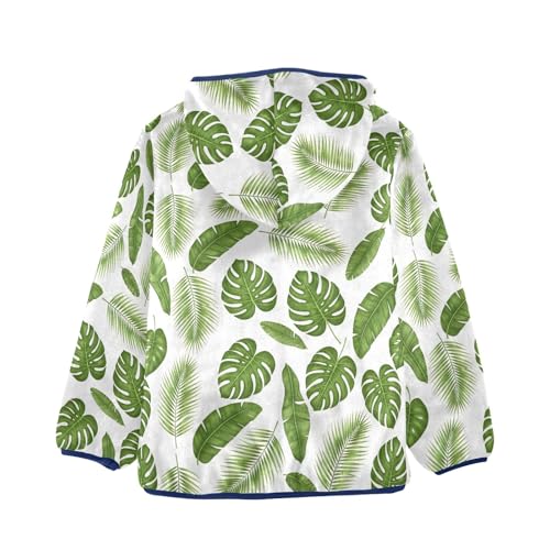 CHIFIGNO Tropical Green Monstera Leaves Toddler Boy Winter Jacket, Kids Zip up Hoodie Soft for Fall Winter Spring 3T2