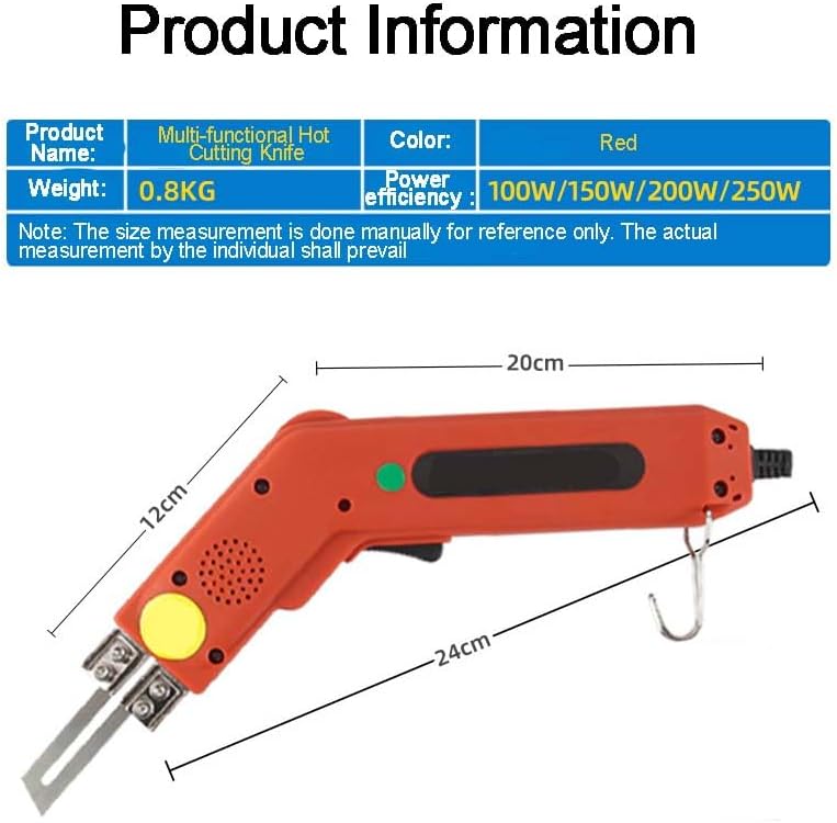 Adjustable Temperature Electric Cutting Tool - 200W Heat Knife for Foam, Fabric, Sponge with Blades & Hex Key - Copper Heating Element, Safety Switch