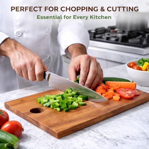 Image of Pure Neem Wood Chopping Board | Natural Anti-Bacterial Wooden Cutting Board for Kitchen | Knife Friendly, Durable & Eco-Friendly Board for Vegetables, Fruits,Meat & Cheese (100% Genuine Neem Wood)
