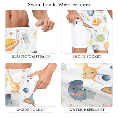 xigua Cute Plante Mens Swim Trunks with Liner, 5 inch Quick Dry Mens Boardshorts for Beach3