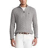  Polo Ralph Lauren Baumwollpullover Cable-Knit Half Zip (XXL, Grey Heather)