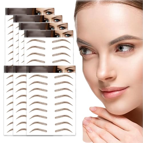 AWAVM 7 hojas de tatuajes de cejas impermeables 4D, pegatinas de transferencia, pegatinas de cuidado estilo arco, para mujeres, 77 pares (marrón-13)