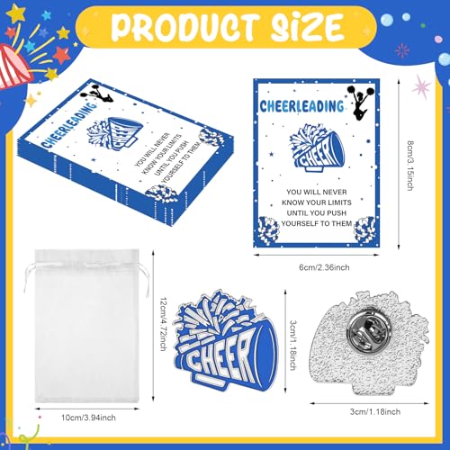 36Sets Cheerleader Gifts Cheer Enamel Pins & Cards With Organza Bags Bulk, Team Spirit Gifts, Cheerleading Inspirational Pins Accessories, Jewelry, Goodie Bag Stuffers, and Party Supplies2
