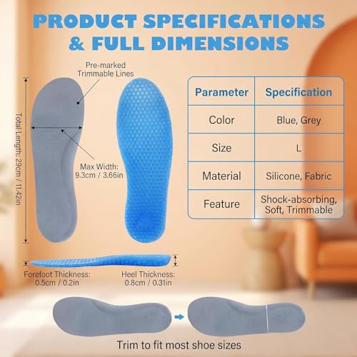 Plantillas deportivas en gel silicona azul, talla L miniatura 2