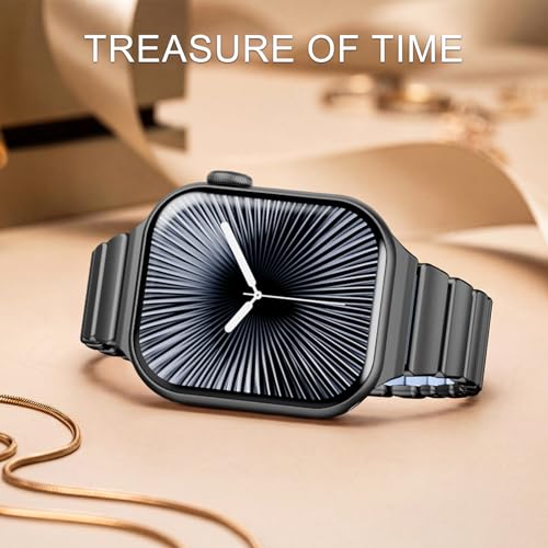 Image of Magnetic Slim Metal Band Compatible with Apple Watch Bands for Women Series 11 10 46mm 45mm 44mm 42mm SE 9 8 7 6 5 4 38mm 40mm 41mm 3 /2 /1,Luxury Stainless Steel Strap Silicone Link For iwatch