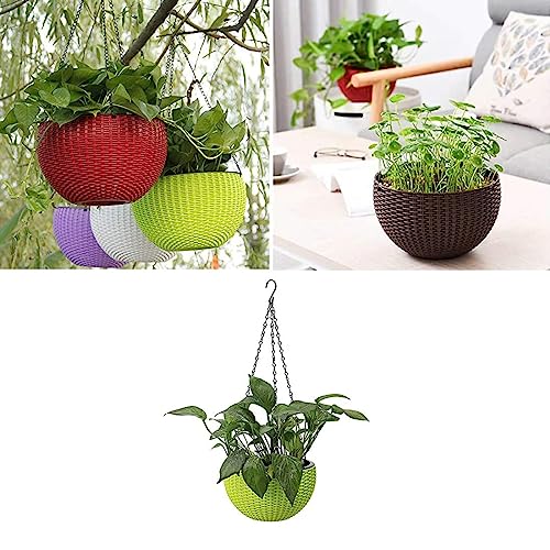 Image of Plastic Round Hanging Euro Basket (5PCS, 7 Inch) | Home & Balcony Garden Hanging Hook Pot | Indoor Outdoor Plant Containers with Matel Chain |