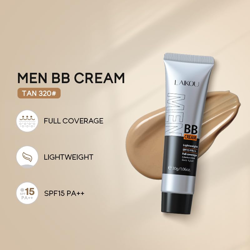 Miniatura 2 de AKARY Crema hidratante BB para hombres SPF 15 PA++, base y corrector de cobertura completa, crema hidratante facial para hombre unifica el tono de