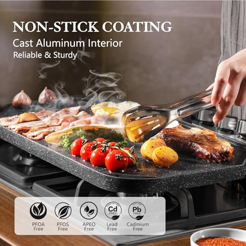 image for SENSARTE Nonstick Griddle Grill Pan, Pro-Grid Reversible Grill & Gridd