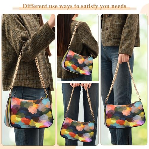 Shoulder Bags for Women Multi-colored Spots Tote HandBag Shoulder Bags purse with Chain Zipper Closure3