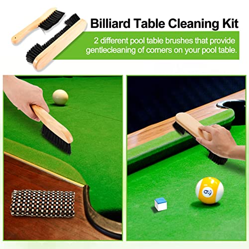 5 Set Billiards Pool Table Rail Brush Cleaning Tools Pool Table Brush Set With 8 Pool Cue Chalk Cubes Cloth 8 Slip On Pool Cue Tip For Wooden Kit Of Billiard Accessories (Wood Color) #TOP3