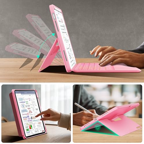 Image of Keyboard Case for iPad 11th (A16) & 10th Generation，Ultra-Light Magnetic Detachable Keyboard with Multi-Touch Trackpad - Backlit Keys,Adjustable Stand Case for iPad 11 inch 2025&10th Gen (Pink)