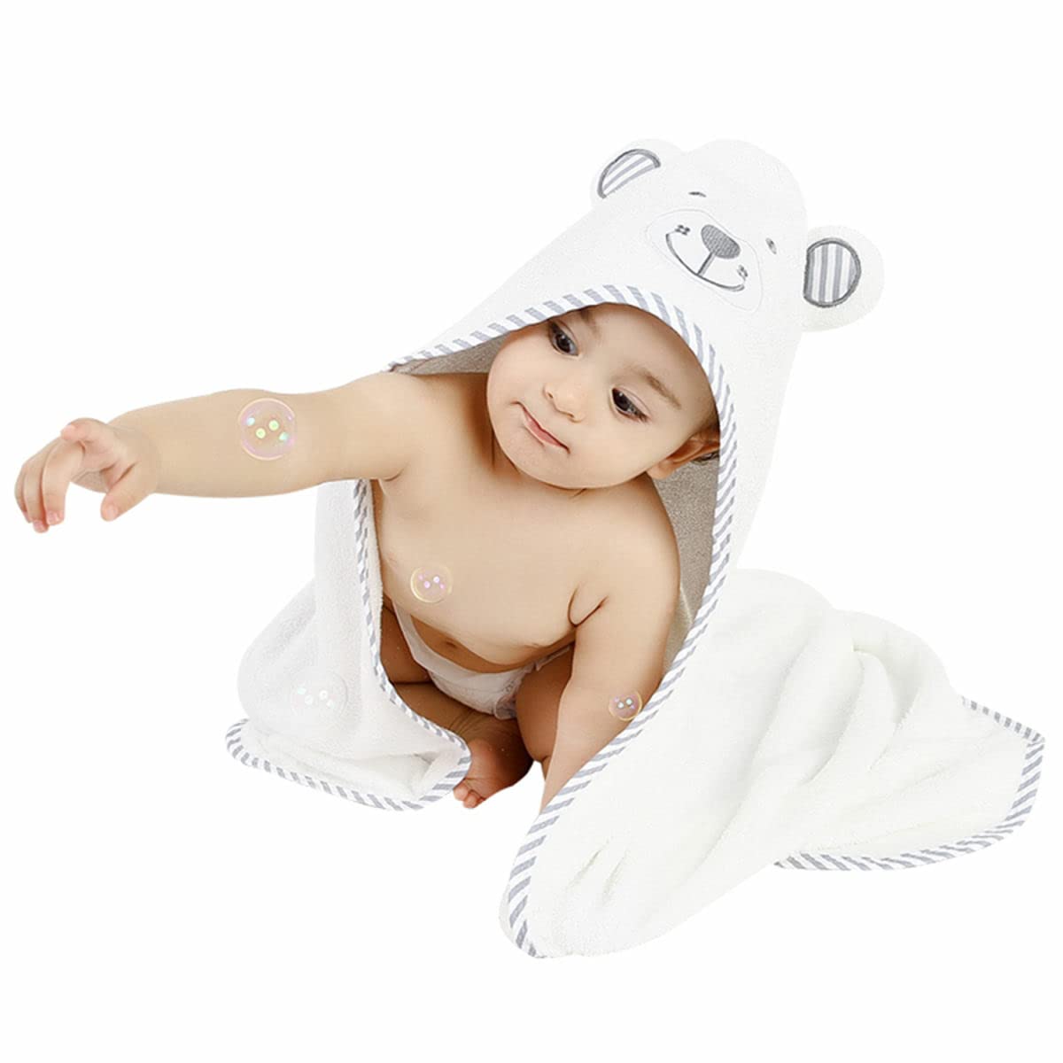 Asciugamano per bambini in bambù, XL, con cappuccio, set completo con guanto da bagno, funziona alla grande come asciugamano per neonati o asciugamano per neonati, perfetto per lista dei bambini e