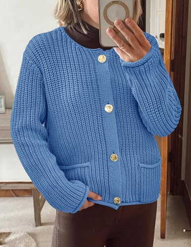 Image of PRETTYGARDEN Cardigan Sweaters for Women 2026 Trendy Oversized Knit Chunky Button Cardigans Fall Winter Outfits with Pockets