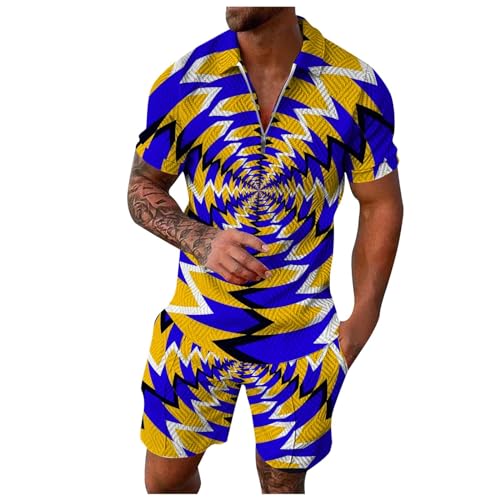 NNGOTD - Men 2 Piece Outfits Sets 2023 Casual Button Down Shirts Summer Aloha Beach Tracksuits 2 Piece Mens Short Sets 2 Piece Outfits Mens Shorts Workout Set (Blue,M)