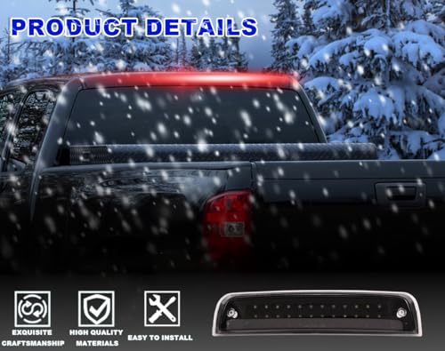 PIT66 LED 3rd Brake Light, Compatible with 09-17 Dodge Ram 1500/10-17 Dodge Ram 2500 3500 Third Brake Stop Lamp Light Clear Lens Black Housing 55372082AC - Image 4