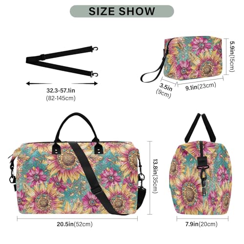 Sunflowers Jewelry Shining Glittering Decorative Large Bag Gym Sports Carry with Adjustable Strap for Workout Multifunctional Bolsa para en Avion3