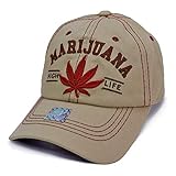 High Life Marijuana Leaf Weed Design 420 Unstructured Dad Hat Baseball Cap Beige