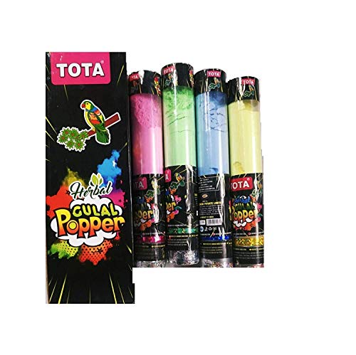 Image of HeeMo Tota Herbal Gulal Poppers, Skin-Safe and Non-Toxic (Assorted Colours) - Pack of 4