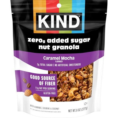 KIND Zero Added Sugar Granola, Caramel Mocha Nut, Gluten Free, Low Sugar, Keto Snacks, 5g Protein, 8oz, 1 Count - image 1