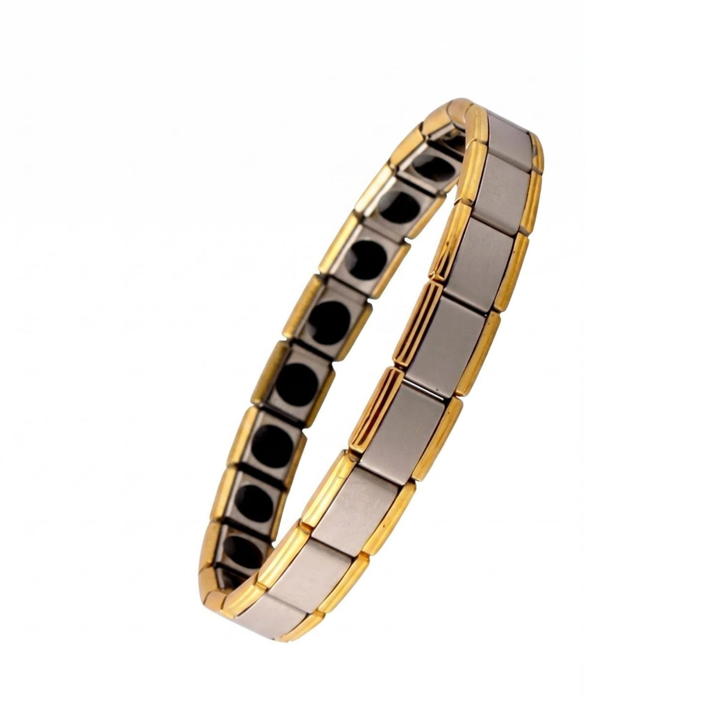 Polished Finish Anti-Static Bracelet Black Inlaid Chain-Style Wrist Bracelet Everyday Wear Anti Static Wrist Strap Comfortable, Gold-silver, Single Row-image-35