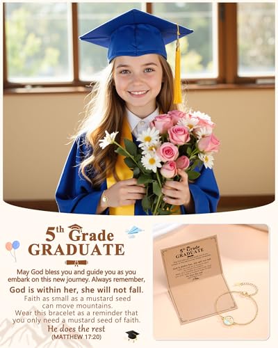 Image of Eryuor Christian Happy Graduation Gifts-Mustard Seed Bracelet Religious 5th 8th Grade Graduation Gifts for Girls
