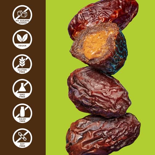 Realsy Stuffed Medjool Dates, Organic Dates with No Sugar Added, Gluten-Free, Vegan, All Natural Healthy Snack, Single Wrapped (40 ct) (Almond Butter)