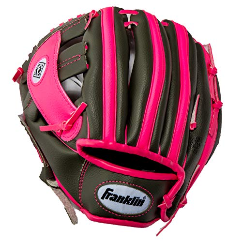 Franklin Sports RTP Teeball Performance Gloves and Ball Combo, Graphite/Pink, 9.5-Inch, Left H