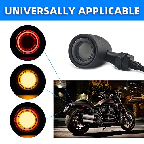 Image of Motorcycle Turn Signals Led Tail Lights 2 Pack, Retro 40 Leds Amber Red Brake Light Rear Indicator Blinkers Universal Fits Harley Davidson Honda Kawasaki Suzuki Triumph Yamaha (Matte Black)