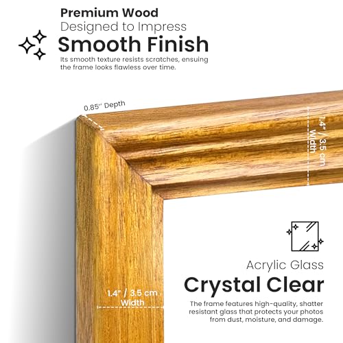 Image of Handmade Wooden Rectangular Photo Frame,A3 (29.7 X 42 Cm) Display For Artworks,Pictures And Photos Of Your Loved Ones,Best For Home,Office,Wall Decor,Living Room,Bedroom,Red Cedar,Yellow