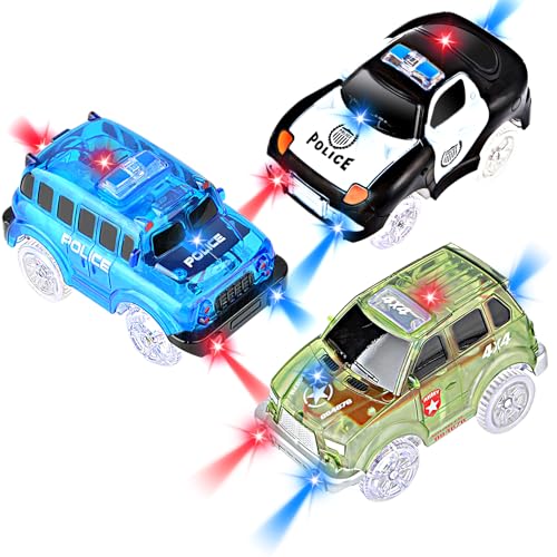 AniSqui Track Cars, 3 Pack Race Cars Coche de Cars de Cars Juguetes de Cars de Cars 5 LED Intermitentes Magic Toys, Regalos para Niños