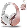 zihnic casque bluetooth casque audio stéréo sans fil pliable léger mini sd/tf micro intégré fm pour phones pads samsung pc (or rose)