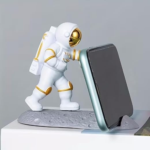 Creative Astronaut Desktop Phone Stand, Office Desk Decorative Holder,for Office, Nightstand, Home Display, Gold