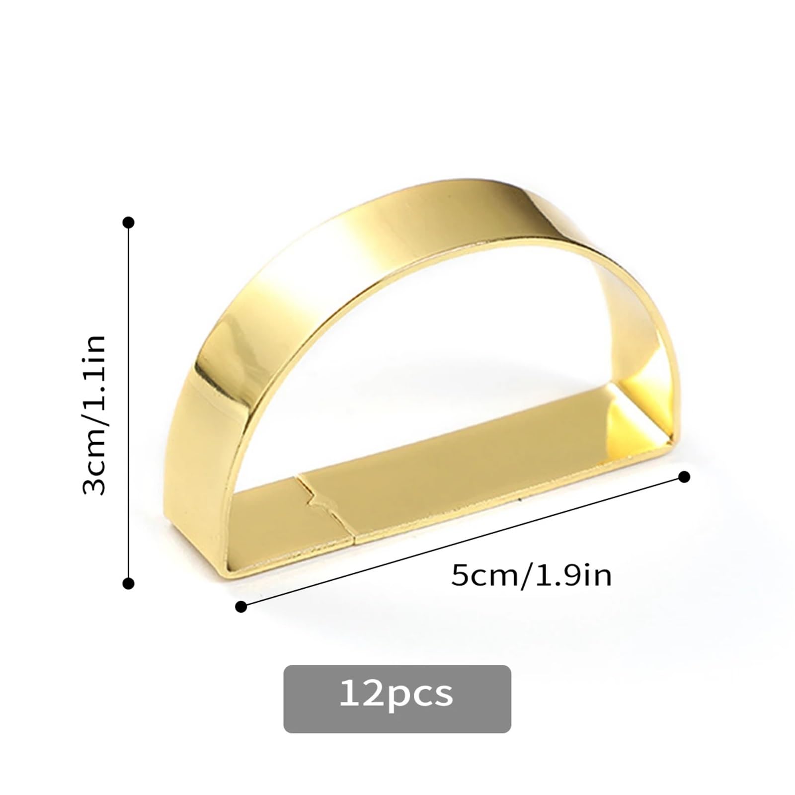 Lot de 36 ronds de serviette en forme de demi-cercle en métal doré pour décoration de table du Nouvel An