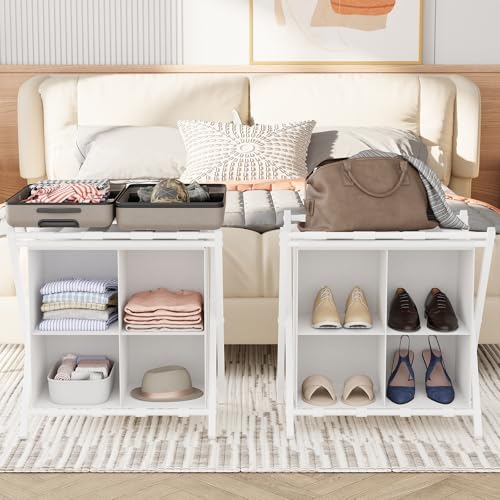 Recopilación de Soportes para maletas comprados en linea. 41 aboxoo - Paquete de 2 portaequipajes con almacenamiento, soportes plegables para maletas para habitación de invitados, soporta hasta 54 kg, soportes para maletas que ahorran...