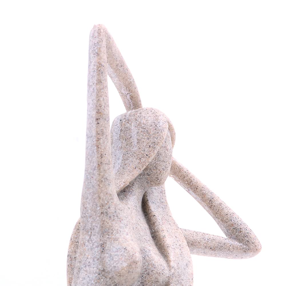 Statua in resina di arenaria astratta a pelo lungo scultura di bellezza piccola arte da tavolo donna statuetta per casa ufficio libreria arredamento