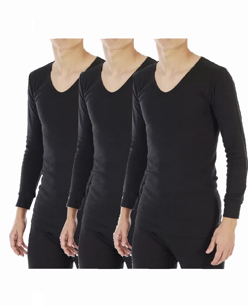Multipack de T-shirts intérieurs thermiques pour homme LCT101VN Manches Longues et Col V, Noir , M