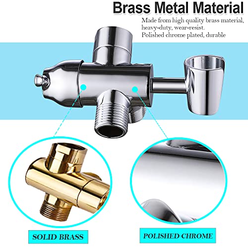 Shower Arm Diverter With Handheld Shower Mount Bracket, G1/2 Universal Brass Shower Diverter Valve Bathroom Shower System Replacement For Hand Shower And Fixed Spray Head, Chrome Plated #TOP1