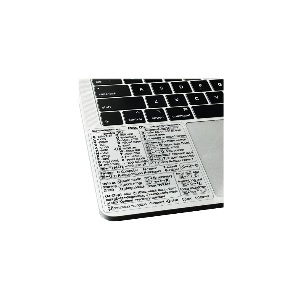 SYNERLOGIC-Mac-OS-VenturaMontereyBig-SurCatalinaMojave-Keyboard-Shortcuts-M1M2Intel-No-Residue-Clear-Vinyl-Sticker-Compatible-with-13-16-inch-MacBook-Air-and-Pro
