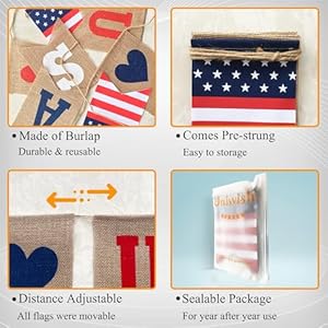 Uniwish USA Banner Burlap Bunting 4th of July Decorations American Independence Day Celebration Red White and Blue Theme Party Supplies Uniwish USA Banner Burlap Bunting 4th of July Decorations American Independence Day Celebration Red White and Blue Theme Party Supplies