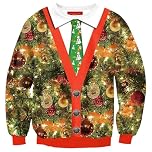 BesserBay Unisex Ugly Christmas Sweatshirts Men Women Adult Funny Sweater 3D Graphic Print Holiday Jumper Light Inappropriate S
